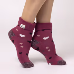 Heat Holders - Cozy Turn-Over Cuff Lounge Socks | Warm Winter Socks for Women - 4-8 UK, Hearts