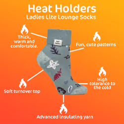 Heat Holders - Cozy Turn-Over Cuff Lounge Socks | Warm Winter Socks for Women - 4-8 UK, Cosy Cabin