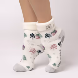 Heat Holders - Cozy Turn-Over Cuff Lounge Socks | Warm Winter Socks for Women - 4-8 UK, Cosy Cabin