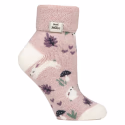 Heat Holders - Cozy Turn-Over Cuff Lounge Socks | Warm Winter Socks for Women - 4-8 UK, Pink Bunnies