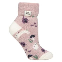 Heat Holders - Cozy Turn-Over Cuff Lounge Socks | Warm Winter Socks for Women - 4-8 UK, Pink Bunnies