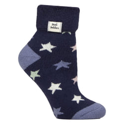 Heat Holders - Cozy Turn-Over Cuff Lounge Socks | Warm Winter Socks for Women - 4-8 UK, Navy Stars
