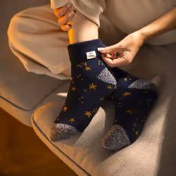 Heat Holders - Cozy Turn-Over Cuff Lounge Socks | Warm Winter Socks for Women - 4-8 UK, Navy Stars