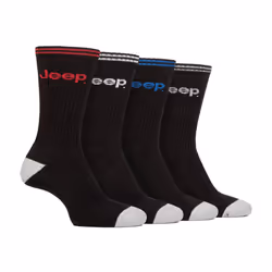 Jeep - Men's Cushioned Crew Socks - 4 Pack Sport Running Socks - 6-11 UK, Black