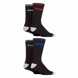 Jeep - Men's Cushioned Crew Socks - 4 Pack Sport Running Socks - 6-11 UK, Black