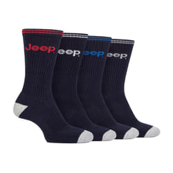 Jeep - Men's Cushioned Crew Socks - 4 Pack Sport Running Socks - 6-11 UK, Navy