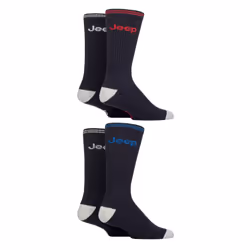Jeep - Men's Cushioned Crew Socks - 4 Pack Sport Running Socks - 6-11 UK, Navy