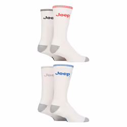 Jeep - Men's Cushioned Crew Socks - 4 Pack Sport Running Socks - 6-11 UK, White