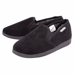 Dunlop - Mens Tartan Lined Slippers With Memory Foam - 8 UK, Black