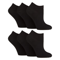 IOMI - 6 Pack Womens Diabetic Trainer Socks | Extra Wide Socks for Swollen Feet - 4-8 UK, Black