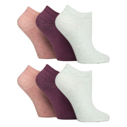 IOMI - 6 Pack Womens Diabetic Trainer Socks | Extra Wide Socks for Swollen Feet - 4-8 UK, Pink / Mint / Raspberry