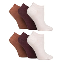 IOMI - 6 Pack Womens Diabetic Trainer Socks | Extra Wide Socks for Swollen Feet - 4-8 UK, Terracotta / Lavender Cream / Burgundy