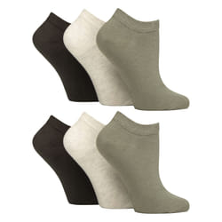 IOMI - 6 Pack Womens Diabetic Trainer Socks | Extra Wide Socks for Swollen Feet - 4-8 UK, Khaki / Forest / Cream / Grey