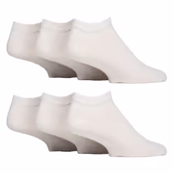 IOMI - 6 Pack Mens Diabetic Trainer Socks | Cushioned Foot Wide Ankle Socks - 6-11 UK, White