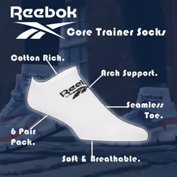 Reebok - Unisex Low Cut Breathable Trainer Sport Socks - 8-10 UK, Black