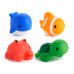 Floating Ocean Animal Themed, Bath Squirt Toys for Baby, Pack of 4, Multi coloured