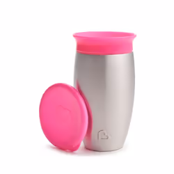 Munchkin Miracle 360 Degree Stainless Steel Sippy Cup, 10 oz/296 ml, Pink