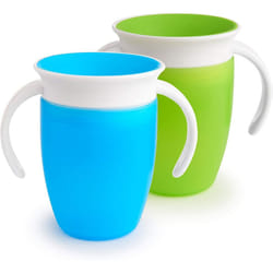 Munchkin Miracle 360 Trainer Cup, Green/Blue, 7 oz/207 ml, 2 Pack