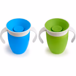 Munchkin Miracle 360 Trainer Cup, Green/Blue, 7 oz/207 ml, 2 Pack