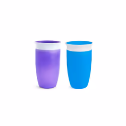 Munchkin Miracle 360 Cup, Baby and Sippy Cup, Ideal Sippy, Water and Weaning Cup 12+ Months, 10 oz/ 296 ml, 2 Pack, Purple & ...