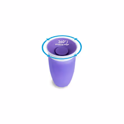 Munchkin Miracle 360 Cup, Baby and Sippy Cup, Ideal Sippy, Water and Weaning Cup 12+ Months, 10 oz/ 296 ml, 2 Pack, Purple & Blue.
