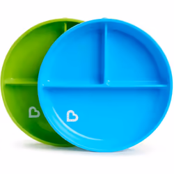 Munchkin Stay Put Divided Plates, Blue/Green