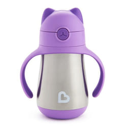 Munchkin Cool Cat Stainless Steel Straw cup Stainless steel, Violet Universal 1 pc(s)