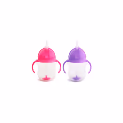 Munchkin Click Lock Tip and Sip Weighted Flexi Straw Cup, 7 oz/207 ml, Purple/Pink, Pack of 2,