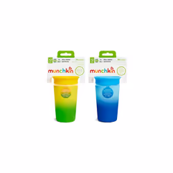 Munchkin MiracleÃ 360Ã Colour Changing Sippy Cup, 12 Months +, 9 oz/ 266Ml, 2 Pack, Blue & Yellow