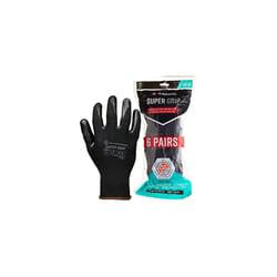 Pack of 6 Super Grip Work Gloves, Black Nitrile Gloves, Safety Gloves Men Women, Working Gloves, Roofing Gloves, Warehouse Gloves, Thin Work Gloves,