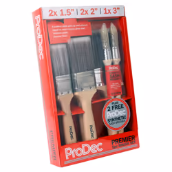 PRODEC Premier Synthetic 7 Pc Paint Brush Set includes 2 Sash brushes