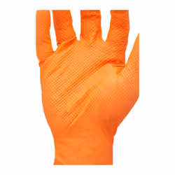 Box 50 Diamond Textured Heavy Duty Orange Disposable Powder Free Latex Free Nitrile Grip Gloves, 8 Mil Industrial Strength Puncture & Tear Resistant,