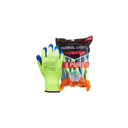 Pack of 6 Thermal Insulated Heavy Duty Latex Coated Gripper Safety Work Gloves, Mens Womens Working Grip, For Cold