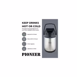 Flasks Stainless Steel Lever Airpot Coffee Dispenser Conference Event Flask, 3 litres, Silver
