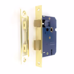 Securit - 3 Lever Sashlock Brass Plated with 2 Keys - 63mm