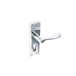 Securit - Chrome Scroll Euro Lock Handles 48mm C/C (Pair) - 150mm