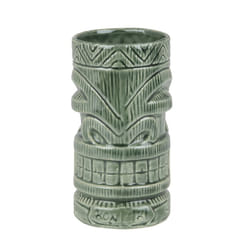 Beaumont Tropical Home Bar Accessory Ceramic Cocktail Green Kon Tiki Cup 630ml