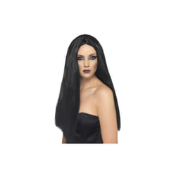 60cm Black Ladies Witch Wig -  wig black witch halloween fancy dress long ladies costume accessory 60cm