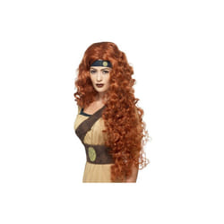 Auburn Medieval Warrior Queen Wig -  medieval warrior queen wig auburn fancy dress accessory smiffys ladies braveheart long curly 43660 one size