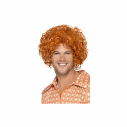 Ginger Men's Curly Afro Wig - afro wig ginger curly fancy dress 1970s disco mens costume smiffys unisex accessory