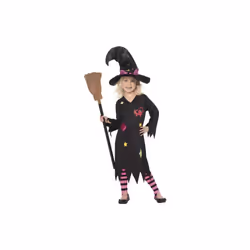 Smiffy's Children's Cinder Witch Costume, Dress, Hat & Tights, Ages 4-6, -