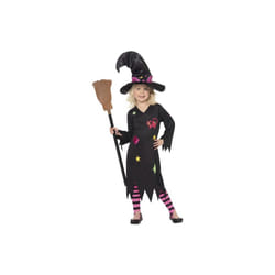 Smiffy's Children's Cinder Witch Costume, Dress, Hat & Tights, Ages 4-6, -