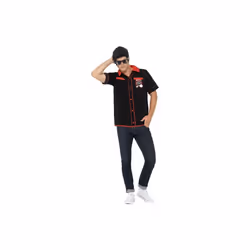 Smiffy's Adult Men's 50's Bowling Shirt With Strike It Lucky Motifs, Rockin' -  shirt mens 50s bowling fancy dress costume 19 ...