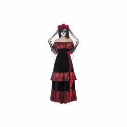 Smiffy's Adult Women's Day Of The Dead Bride Costume, Dress And Rose Veil, Day - costume dead fancy dress day bride ladies h ...
