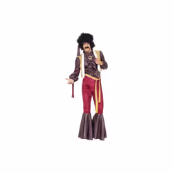 Smiffy's Adult Men's 70's Psychedelic Rocker Costume, Flares, Top With Attached - 70s costume rocker fancy dress mens psyche ...