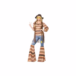 Smiffy's Adult Women's Harmony Hippie Costume, Top, Flares And Waistcoat, 70 - costume fancy dress hippie hippy outfit ladie ...