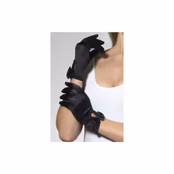 Smiffy's 43172 Short Gloves (one Size) - Black Bow Fancy Dress Womens Ladies - gloves short black bow fancy dress womens lad ...