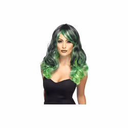 Smiffy's "women's Ombre" Wig (black/green) - wig ombre fancy dress halloween witch accessory ladies costume long 2tone devil ...