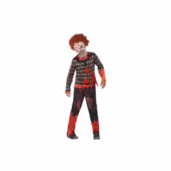 Smiffy's Children's Deluxe Zombie Clown Costume, Latex Mask, Top & Trousers, - - clown zombie costume fancy dress halloween ...