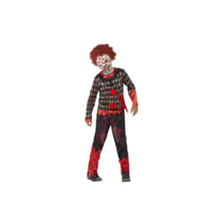 Smiffy's Children's Deluxe Zombie Clown Costume, Latex Mask, Top & Trousers, - -  clown zombie costume fancy dress halloween boys deluxe scary outfit